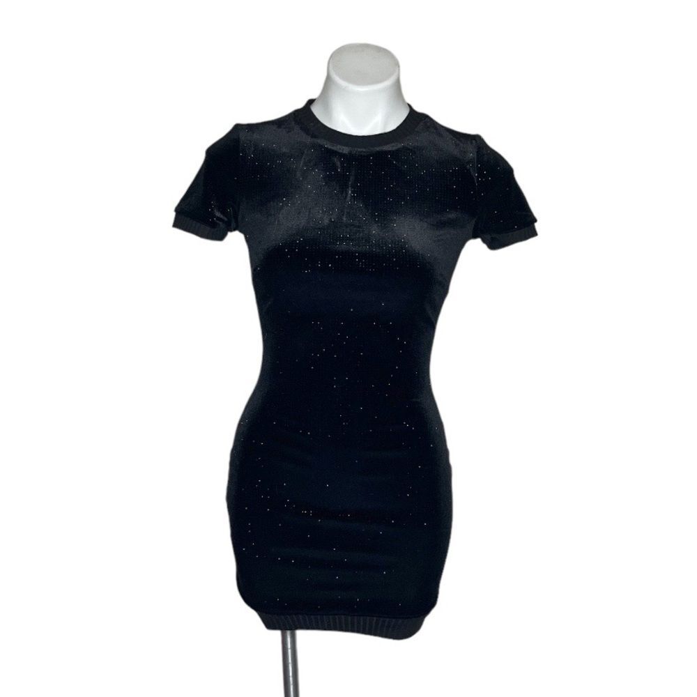 Cosmopolitan DRESS THE POPULATION Black Dress Stretch Bodycon Sparkles Size XS